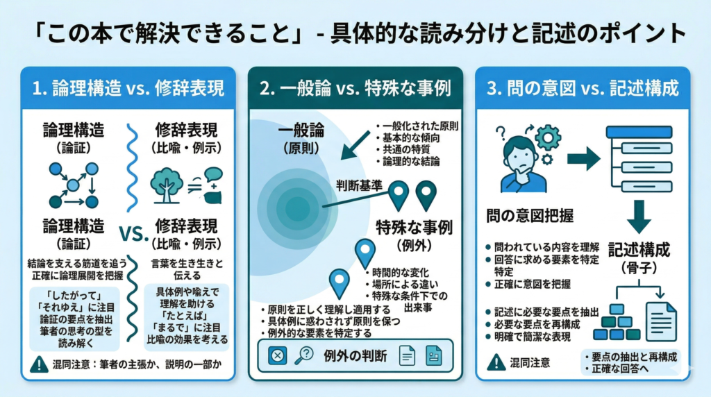 国公立大学現代文で必要な読解と答案作成のイメージ