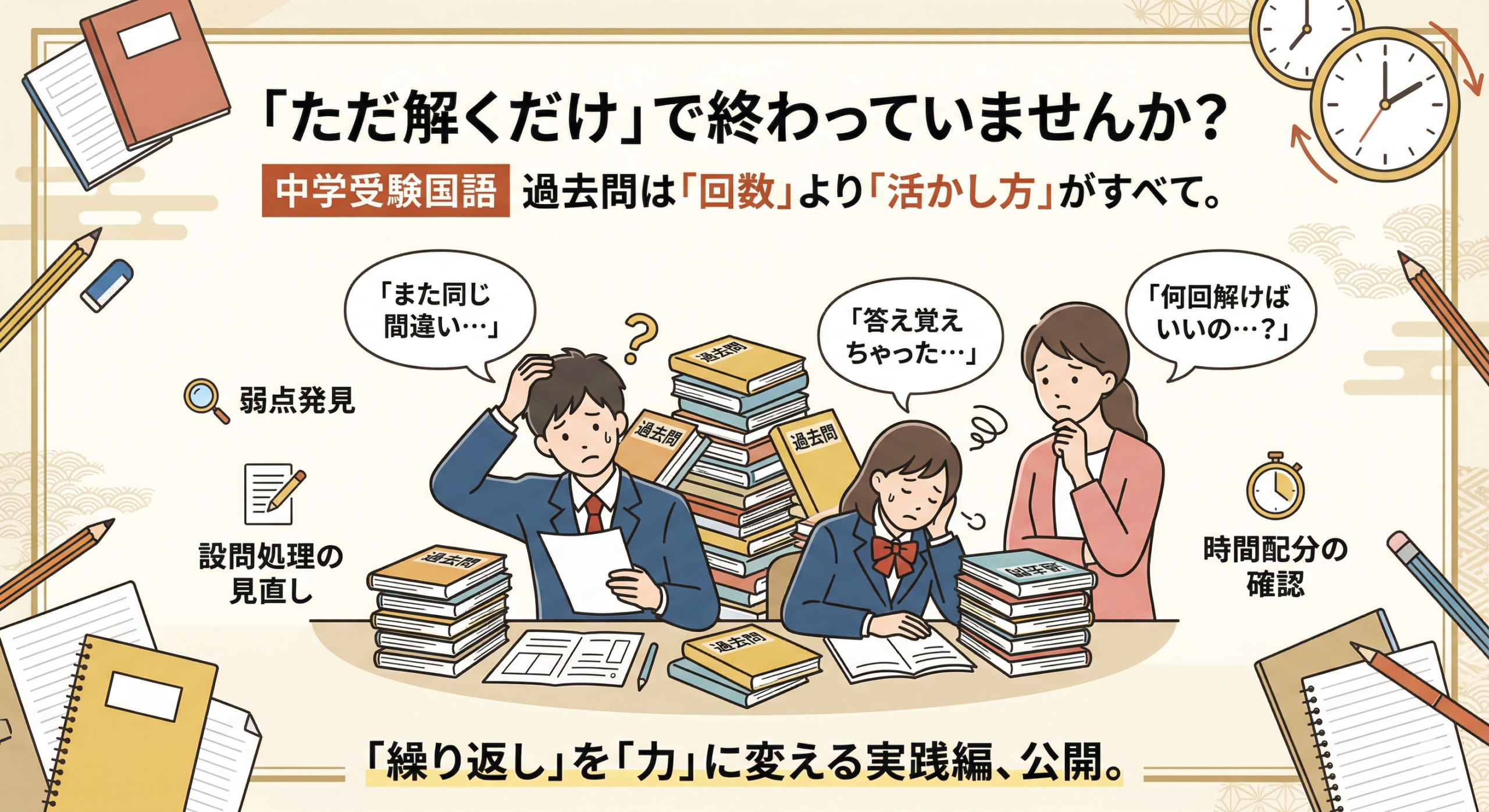 中学受験国語の過去問｜何回解くかと直し方小6家庭向け復習解説
