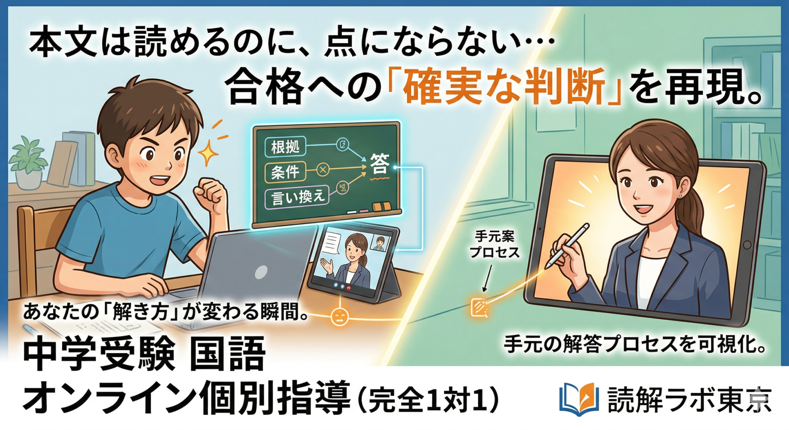 中学受験国語オンライン個別指導｜記述・選択肢・過去問｜1対1